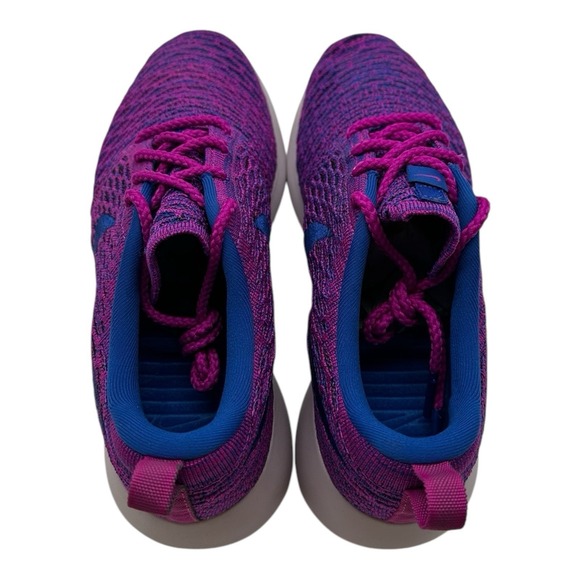 Nike Roshe One Flyknit Shoes Womens 9 Fuchsia Royal Blue Sneakers 704927-501 - Picture 9 of 10